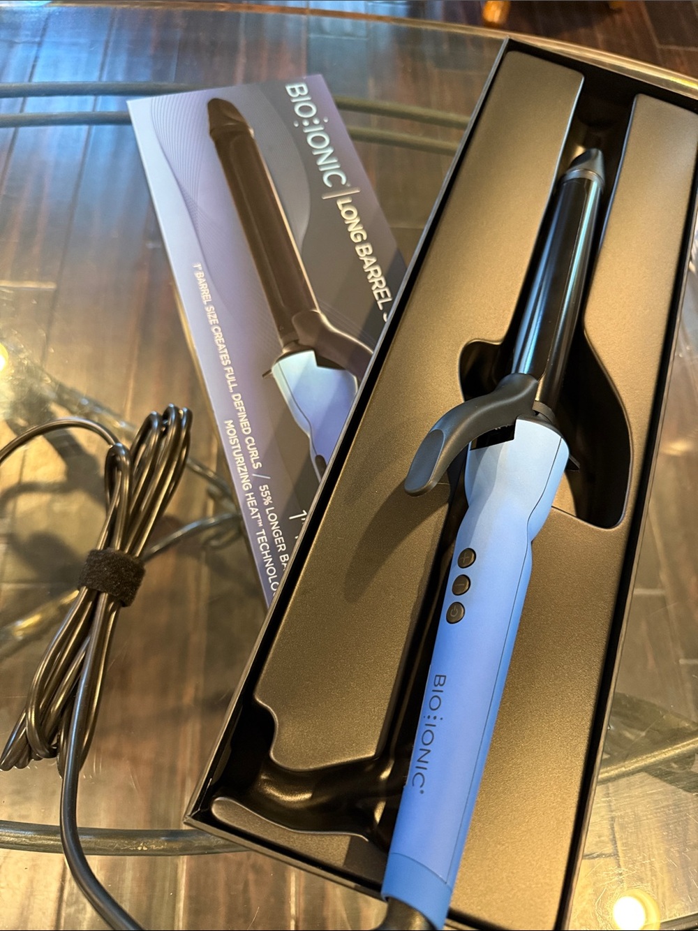 Bio Ionic Long Barrel Curling Iron - Blue 1” NEW limited edition rich cobalt